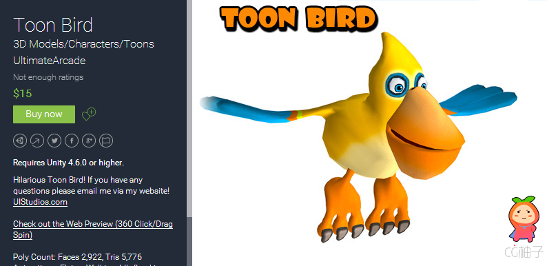 Requires Unity 4.6.0 or higher. Hilarious Toon Bird! If you have any questions please email me via m ...