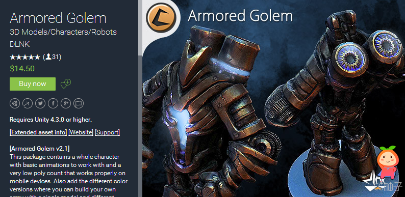 Requires Unity 4.3.0 or higher. [Extended asset info] [Website] [Support]   [Armored Golem v2.1] Thi ...