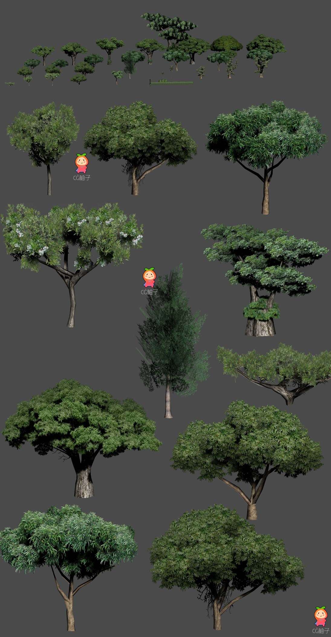 《无限试驾》游戏植物模型【免费下载】树木低模3D模型合集下载