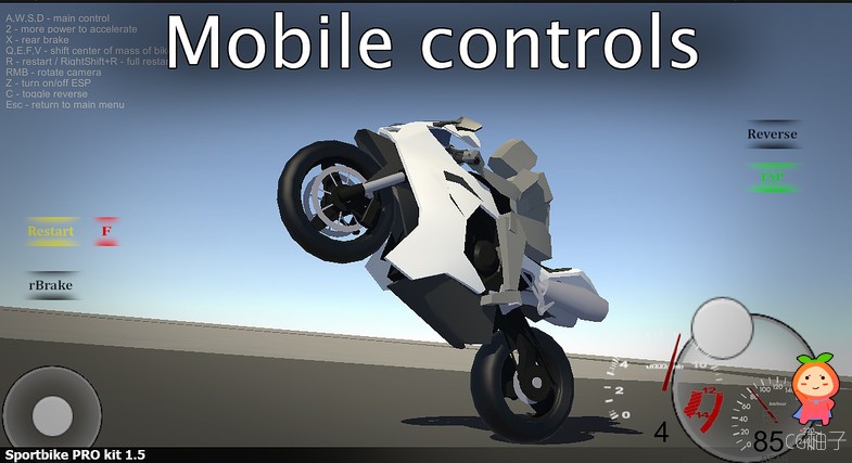 Sportbike PRO kit 1.5 unity3d asset unity3d官网资源 unitypackage插件