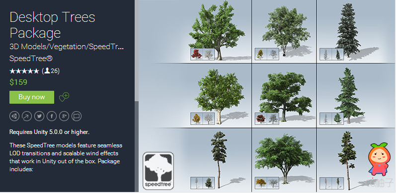 Requires Unity 5.0.0 or higher. These SpeedTree models feature seamless LOD transitions and scalable ...