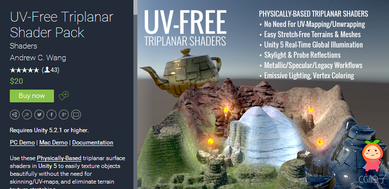 UV-Free Triplanar Shader Pack 2.0.1 unity3d asset unitypackage插件下载，unity3d插件下载