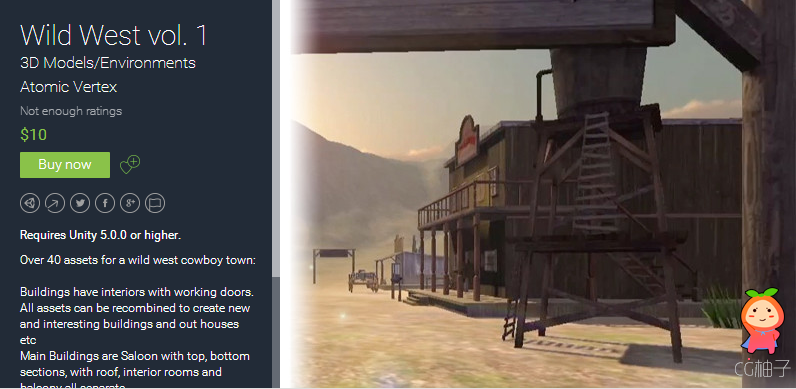 Requires Unity 5.0.0 or higher. Over 40 assets for a wild west cowboy town:  Buildings have interior ...