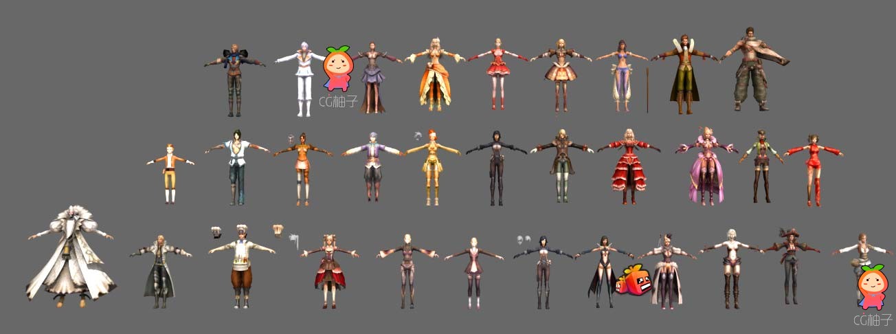 免费《卓越之剑》游戏角色模型下载 男女3D模型 3dmax人物