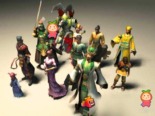 <三国>游戏人物模型+贴图+obj格式 中国古代人物模型-免费
