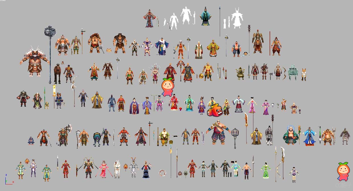 《赤壁》游戏成套角色模型【免费】古代人物模型3dmax下载
