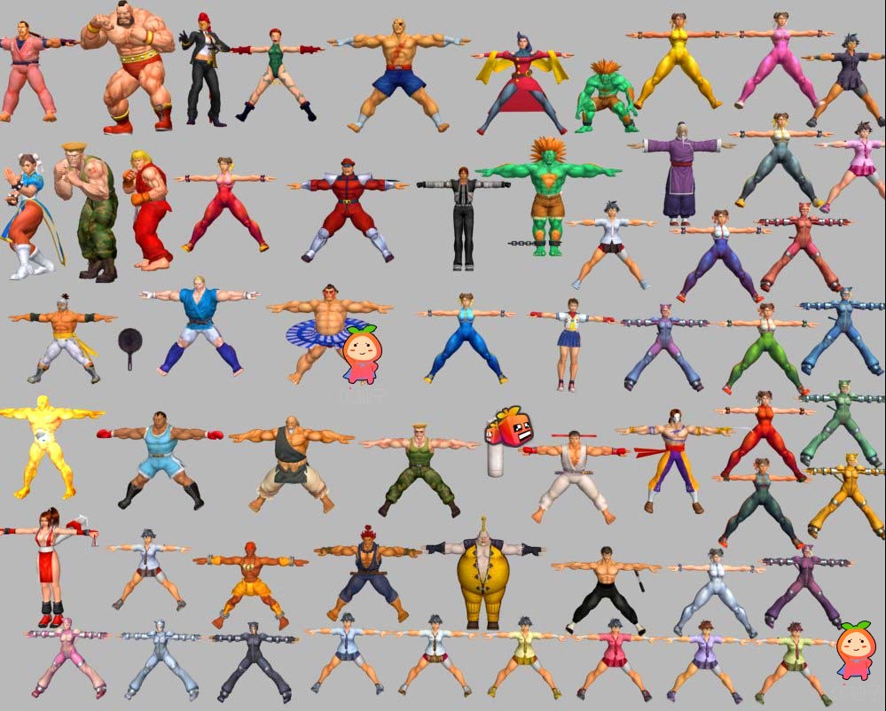 《街头霸王》全套人物3D角色模型【免费下载】现代3dmax模型
