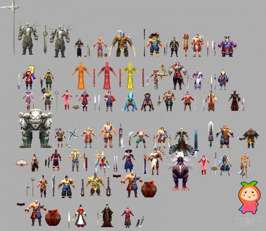 古装人物模型 3d端游《笑傲江湖》60多个3D角色怪物npc免费下