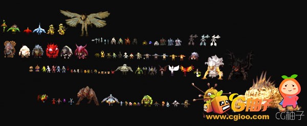 免费下载42个png龙之谷怪物模型 3D模型合集下载 3dmax下载