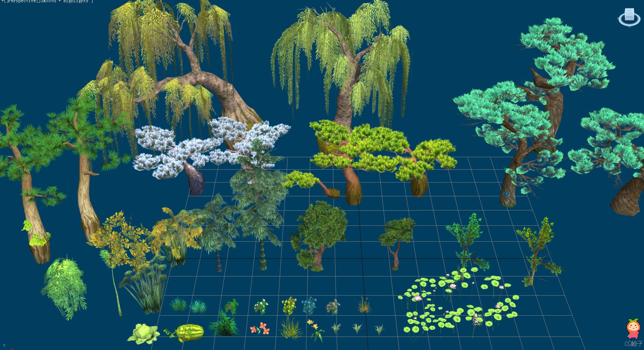 【免费下载】熊猫人植物模型，花草树木模型合集 3dmax下载