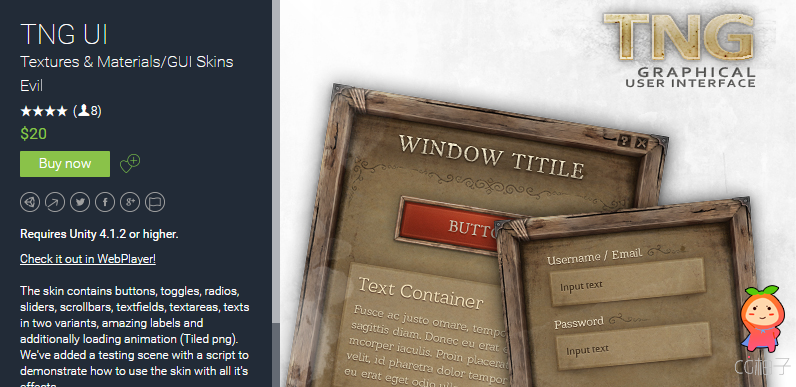 TNG UI 1 unity3d asset unitypackage插件 unity3d shader下载