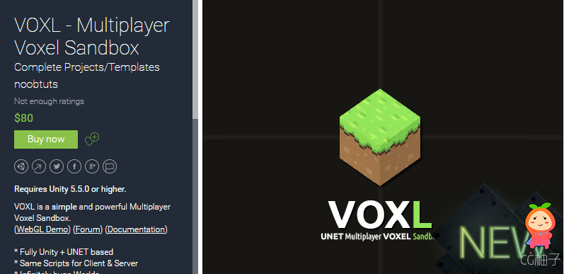 VOXL - Multiplayer Voxel Sandbox 1.2 unity3d asset U3D插件下载 unity3d论坛