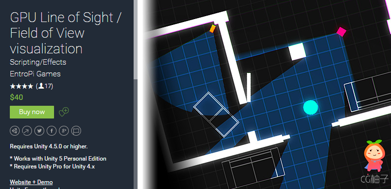 GPU Line of Sight  Field of View visualization 1.2.3 unity3d asset Unity插件官网资源，unitypackage下 ...