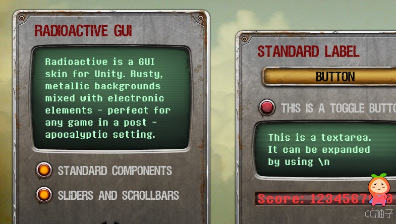 Radioactive GUI 1.0 unity3d asset Unitypackage插件下载 ios开发