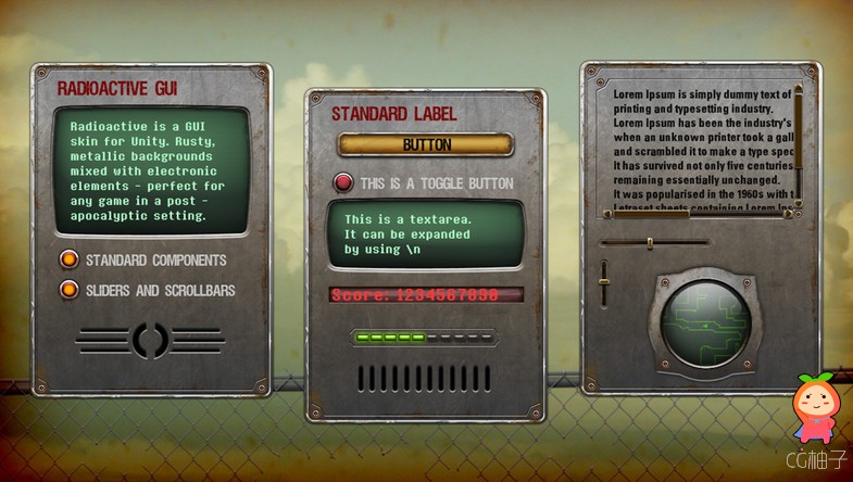 Radioactive GUI 1.0 unity3d asset Unitypackage插件下载 ios开发