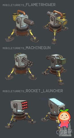 MOBILE TURRET PACK 1 v2 unity3d asset Unity3d教程 Unity3d shader下载