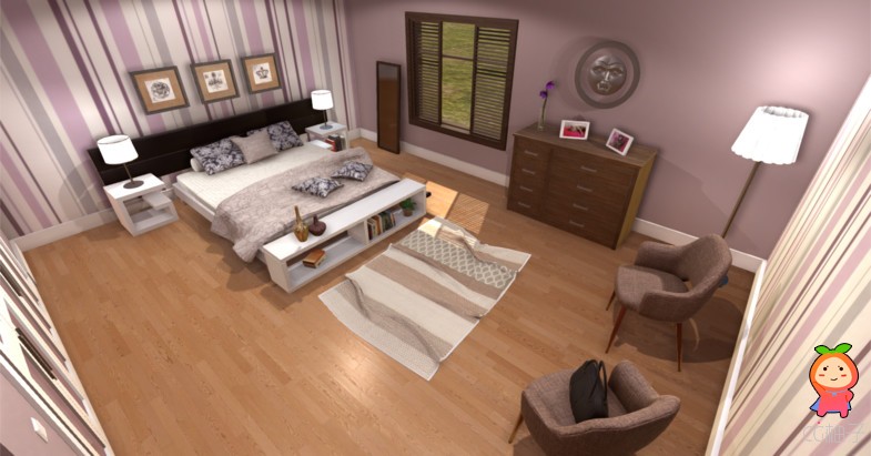 Modern Bedroom 2 1.1 unity3d asset U3D模型下载 Unity3d论坛资源