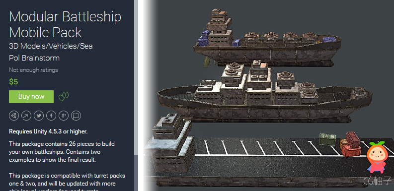 Modular Battleship Mobile Pack draft unity3d asset Unity3d插件 ios开发