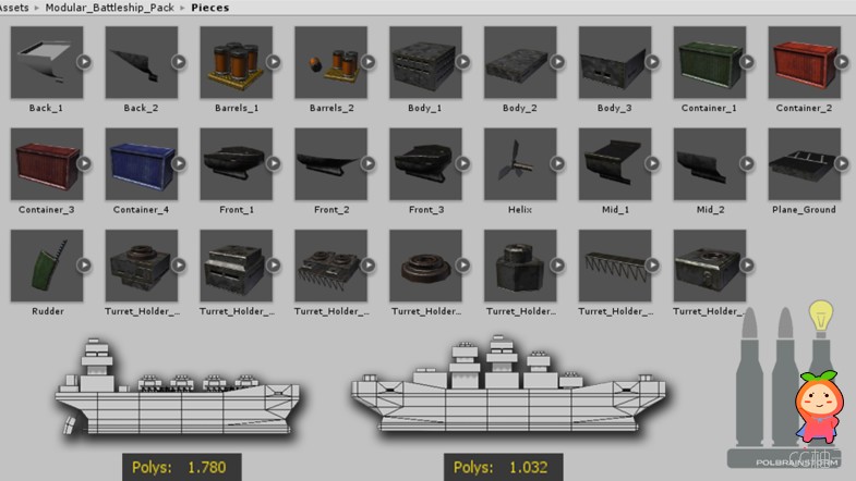 Modular Battleship Mobile Pack draft unity3d asset Unity3d插件 ios开发