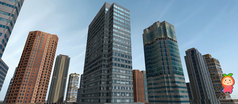53 Low-poly Skyscrapers (Day & Night) 2.0 unity3d asset U3D模型 ios开发