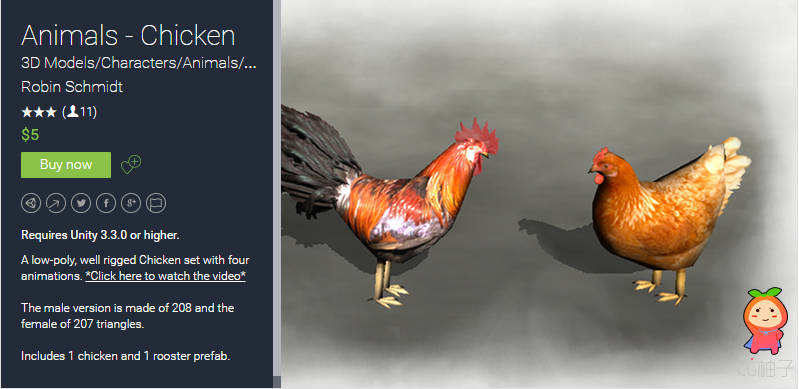  Animals - Chicken 1.2 unity3d asset U3D插件模型 Unity3d论坛