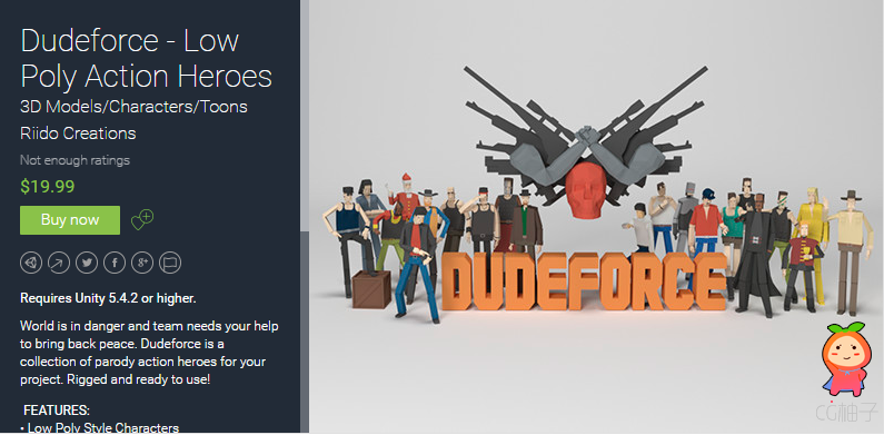 Dudeforce - Low Poly Action Heroes 1.2 unity3d asset U3D模型 Unity3d论坛
