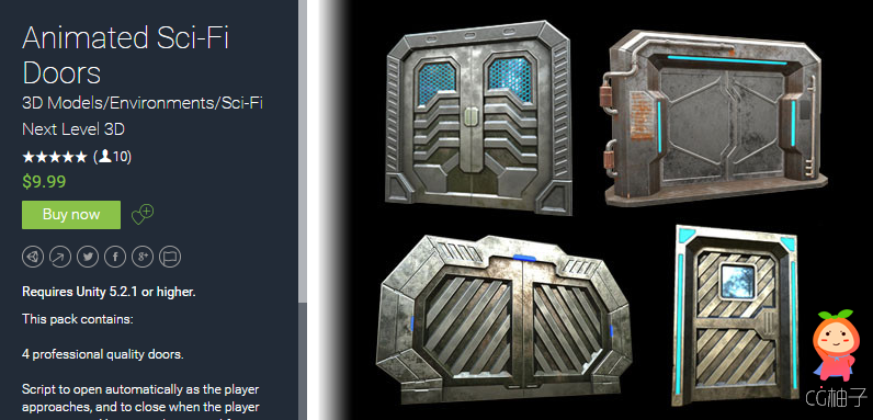 Animated Sci-Fi Doors 1.0 unity3d asset U3D模型 Unity3d论坛