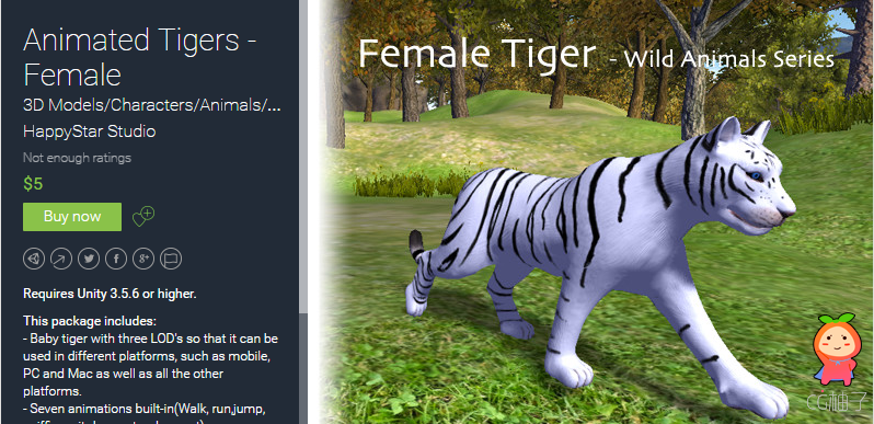 Animated Tigers - Female 1.2 unity3d asset U3D插件下载 Unity论坛