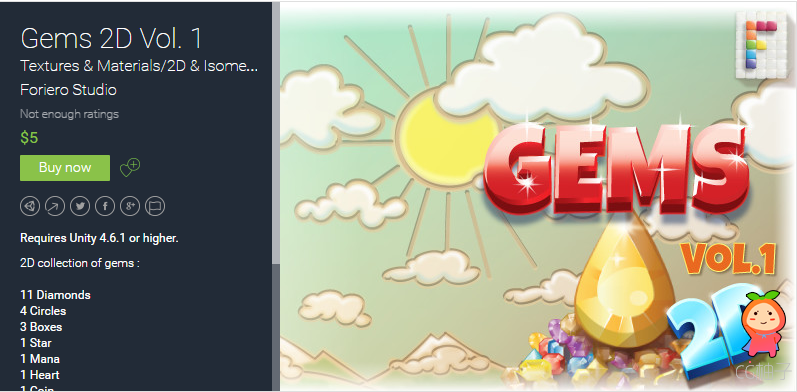 Gems 2D Vol. 1 1.1 unity3d asset Unity3d论坛 Unity3d编辑器下载
