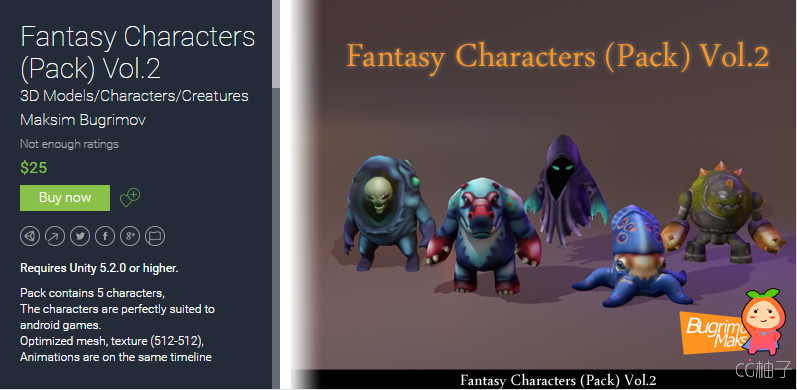 Fantasy Characters (Pack) Vol.2 1.0 unity3d asset Unitypackage插件 ios开发