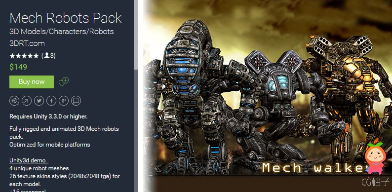 Mech Robots Pack 1.0 unity3d asset U3D模型下载 Unity3d插件资源