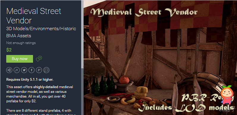 Medieval Street Vendor 1.0 unity3d asset U3D模型下载 unitypackage插件