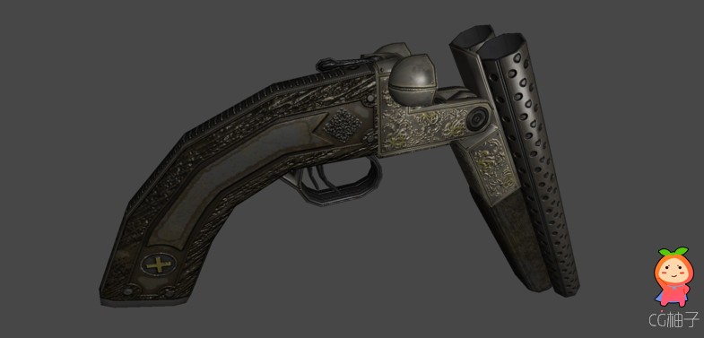 MOBILE Steampunk Sawed Off 2 unity3d asset U3D模型下载 ios开发