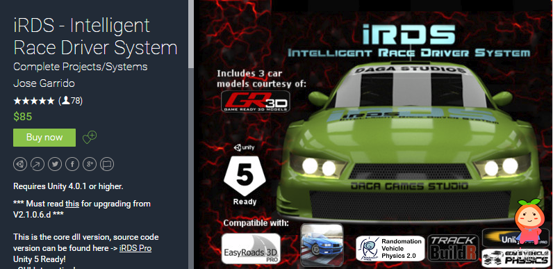 iRDS - Intelligent Race Driver System 3.1 unity3d asset Unity3d论坛资源