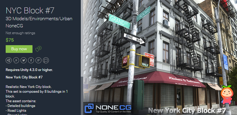 NYC Block #7 1.01 unity3d asset U3D模型下载 Unitypackage插件模型资源，ios开发