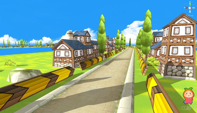 One Way Road 03 - Village Road 1.0 unity3d asset U3D插件 Unity3d编辑器