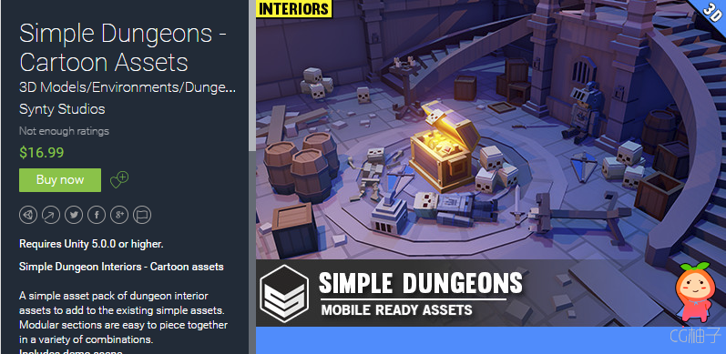 Simple Dungeons - Cartoon Assets 1.01 unity3d asset U3D模型 ios开发