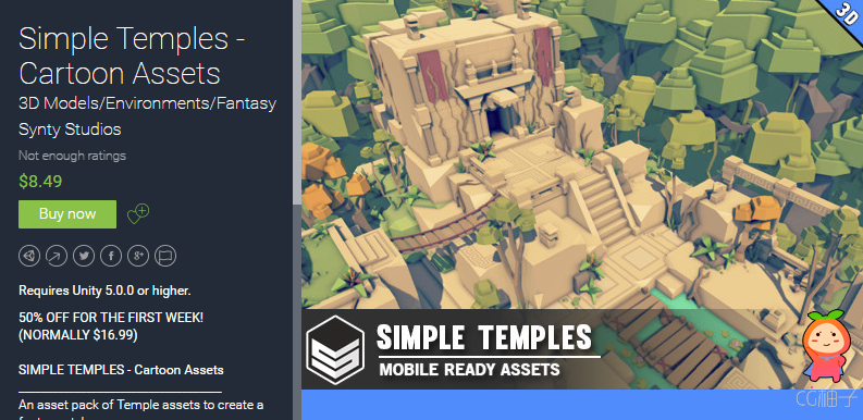 Simple Temples - Cartoon Assets 1.0 unity3d asset U3D插件 Unity3d模型