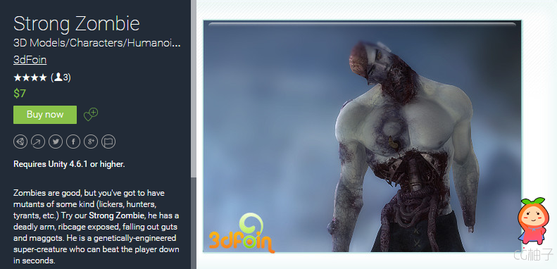 Strong Zombie 1.0 unity3d asset Unity3d教程 Unity3d插件下载