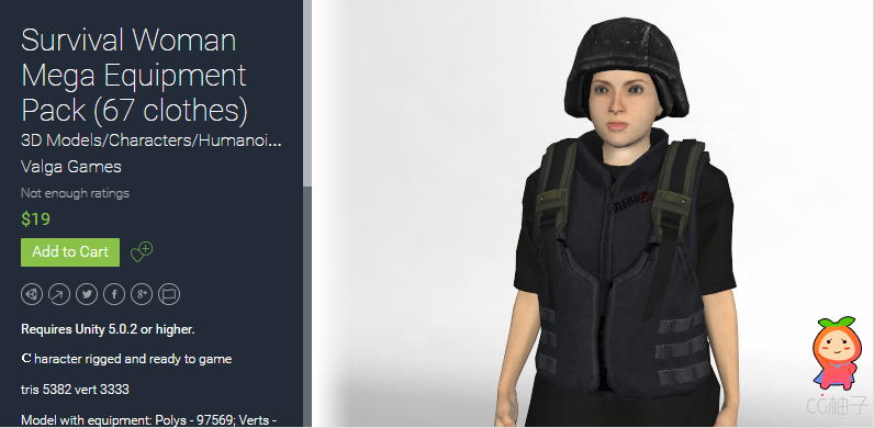 Survival Woman Mega Equipment Pack (67 clothes) 1.0 unity3d asset Unity3d模型下载，Unitypackage插件  ...