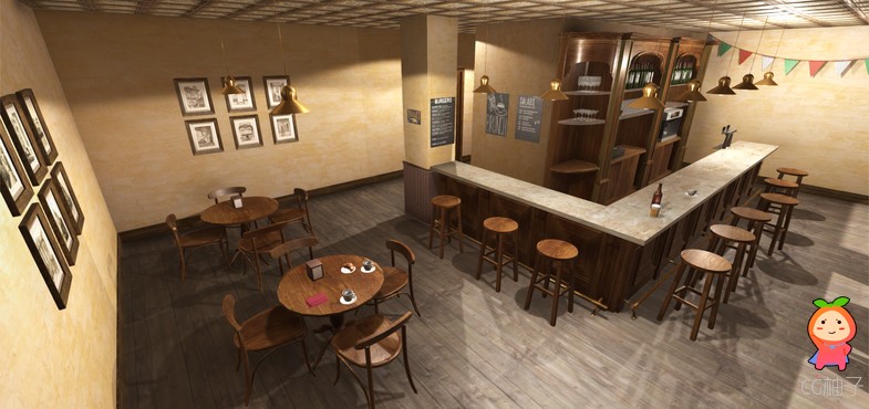 Tavern Bar Interior 1.0 unity3d asset U3D模型下载 Unity3d插件下载