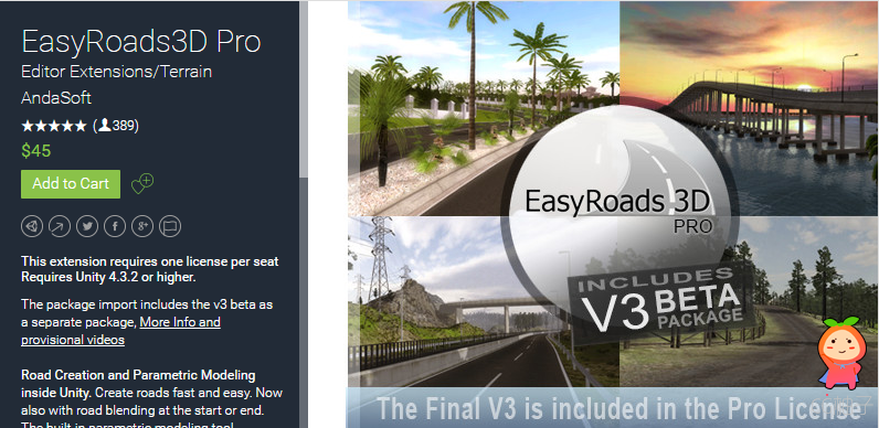 EasyRoads3D Pro v2.5.9.3 (v3 beta 8.4)(u5) unity3d asset U3D编辑器下载 Unity插件官网