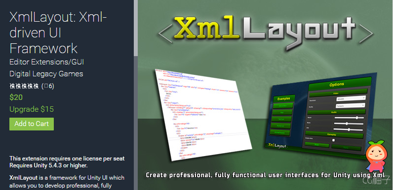 XmlLayout Xml-driven UI Framework 1.16 unity3d asset U3D编辑器下载 Unity3d插件资源