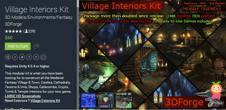 Village Interiors Kit 1.9 unity3d asset U3D插件模型 Unity论坛
