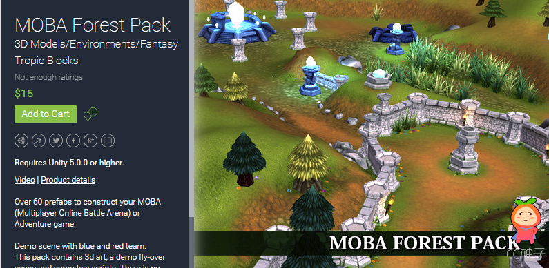 MOBA Forest Pack 1.0 unity3d asset Unitypackage插件模型 Unity3d官网