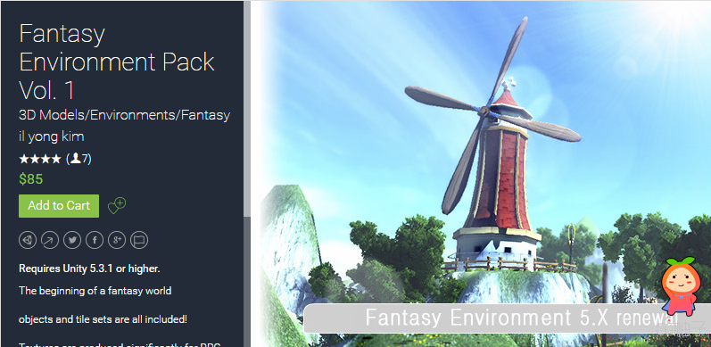 Fantasy Environment Pack Vol. 1 4.0 unity3d asset U3D模型 unity3d shader下