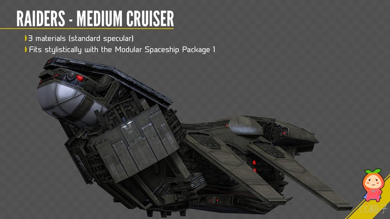 Raiders - Medium Cruiser 1.0 unity3d asset U3D模型 unity3d教程