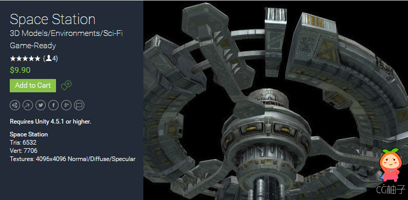 Space Station 1.0 unity3d asset U3D插件模型 Unity3d教程资源，ios开发