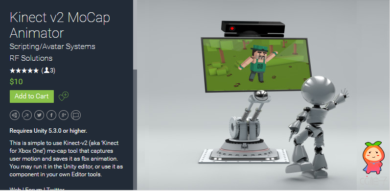 Kinect v2 MoCap Animator 1.2 unity3d asset Unity官网 unity插件下载