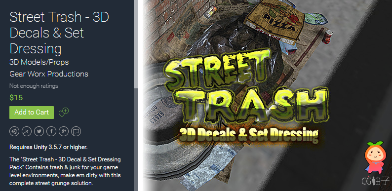 Street Trash - 3D Decals & Set Dressing 1.0 unity3d asset Unity3d论坛 U3D插件